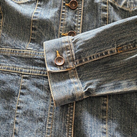 Axcess Liz Claiborne Stretch Denim Jean Jacket Women's Large Blue NICE! - Picture 6 of 11